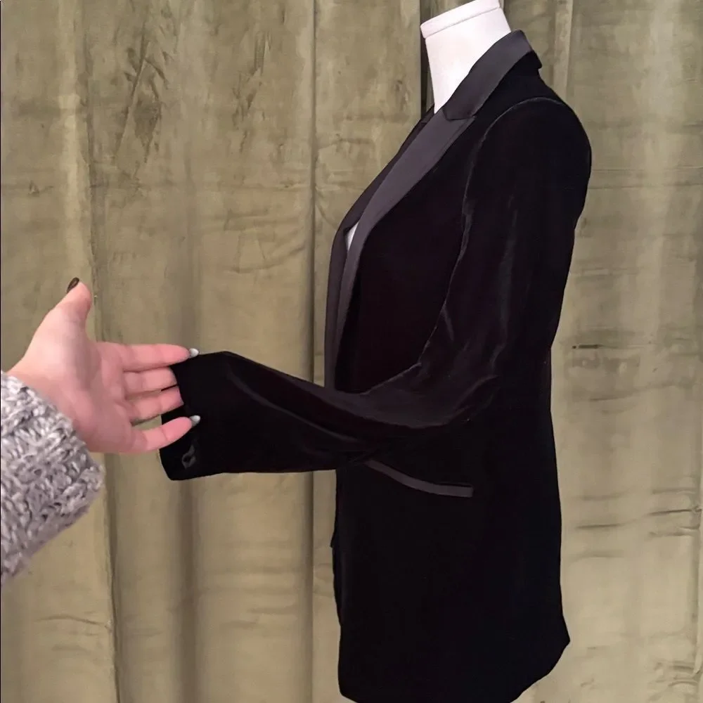 NWT Mango Elegant Black Velvet Blazer, S